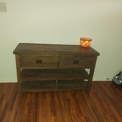 Rustic Foyer Table with Drawers And Shelves