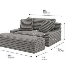 Thomasville Wills Fabric Oversize Chair and Storage Ottoman