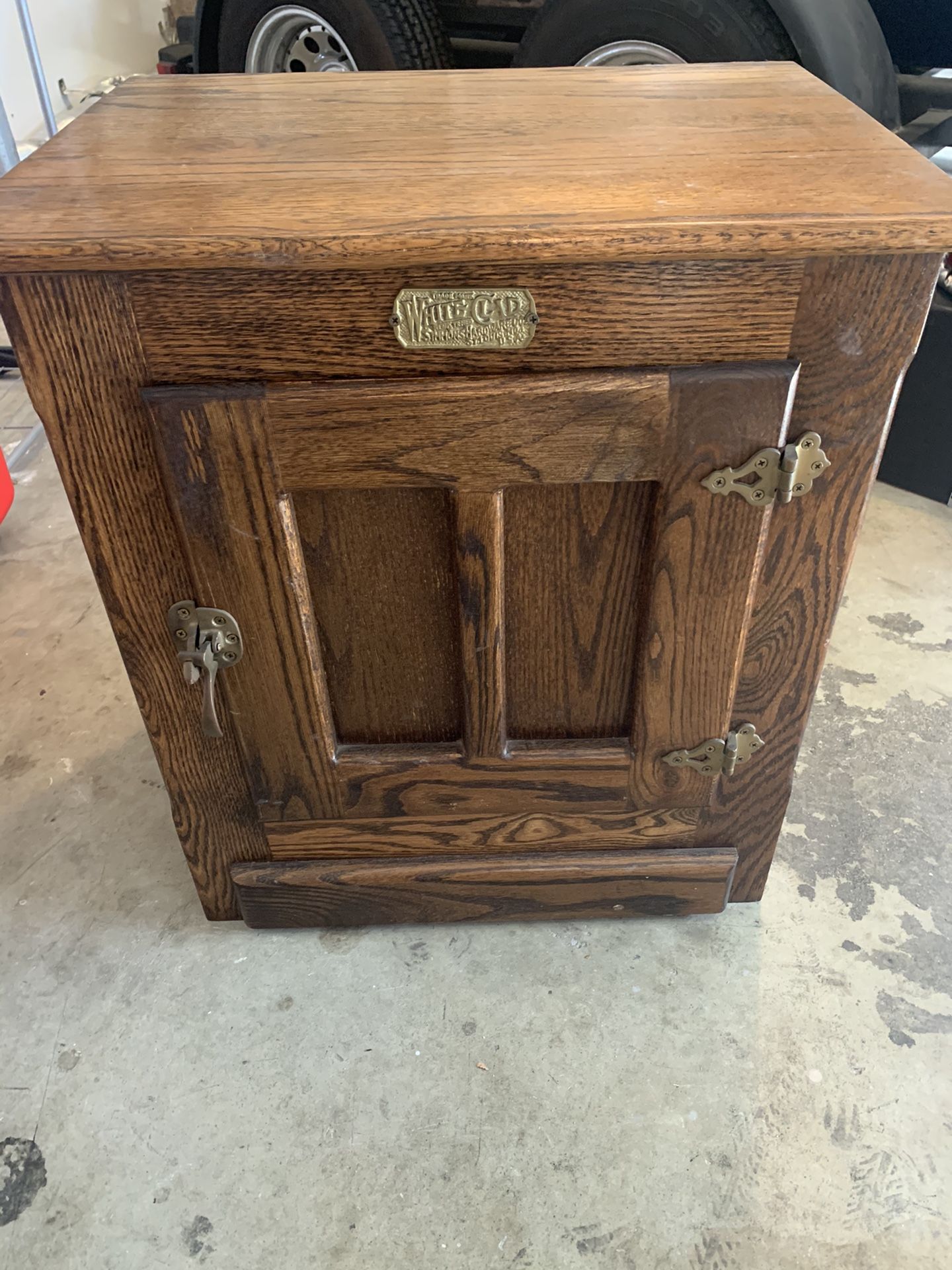 White clad antique cabinet or nightstand