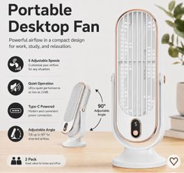 Table Tower Fan, Powerful Dual Fans 5 Speeds LEDDisplay USB Plug in Quiet BruhlessMoor Cooling Fan for Home Office Dorm Room
