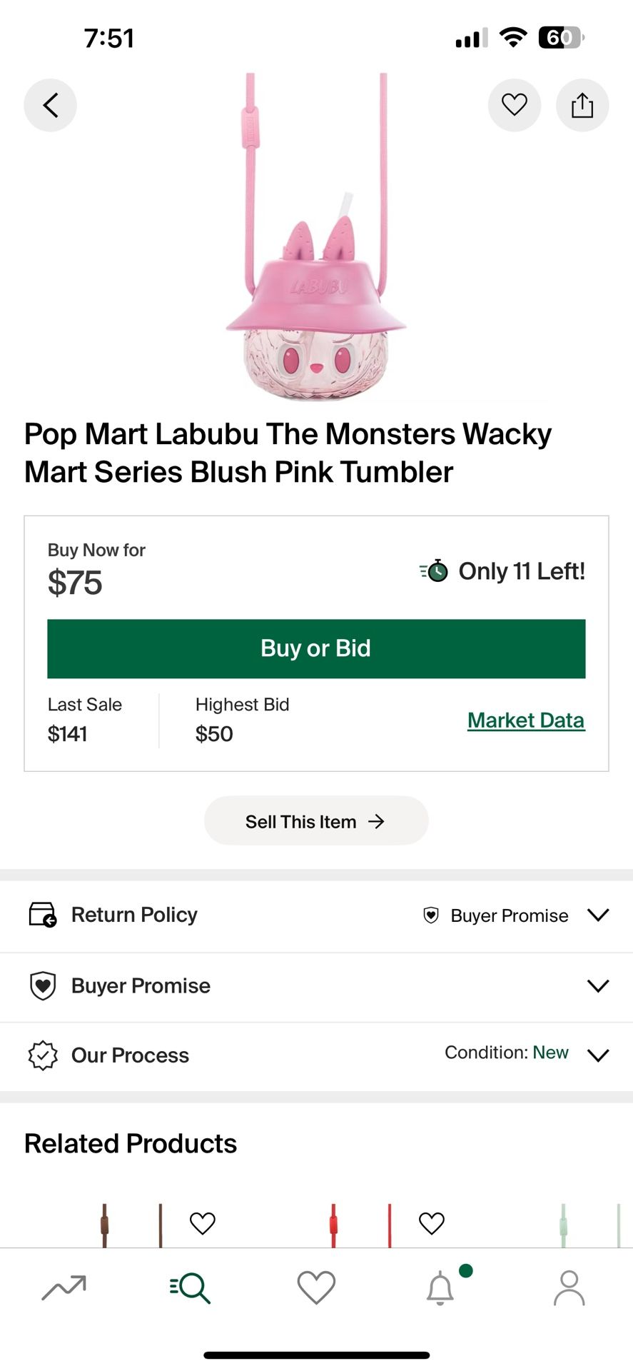 Labubu Wacky Mart Pink Tumbler 