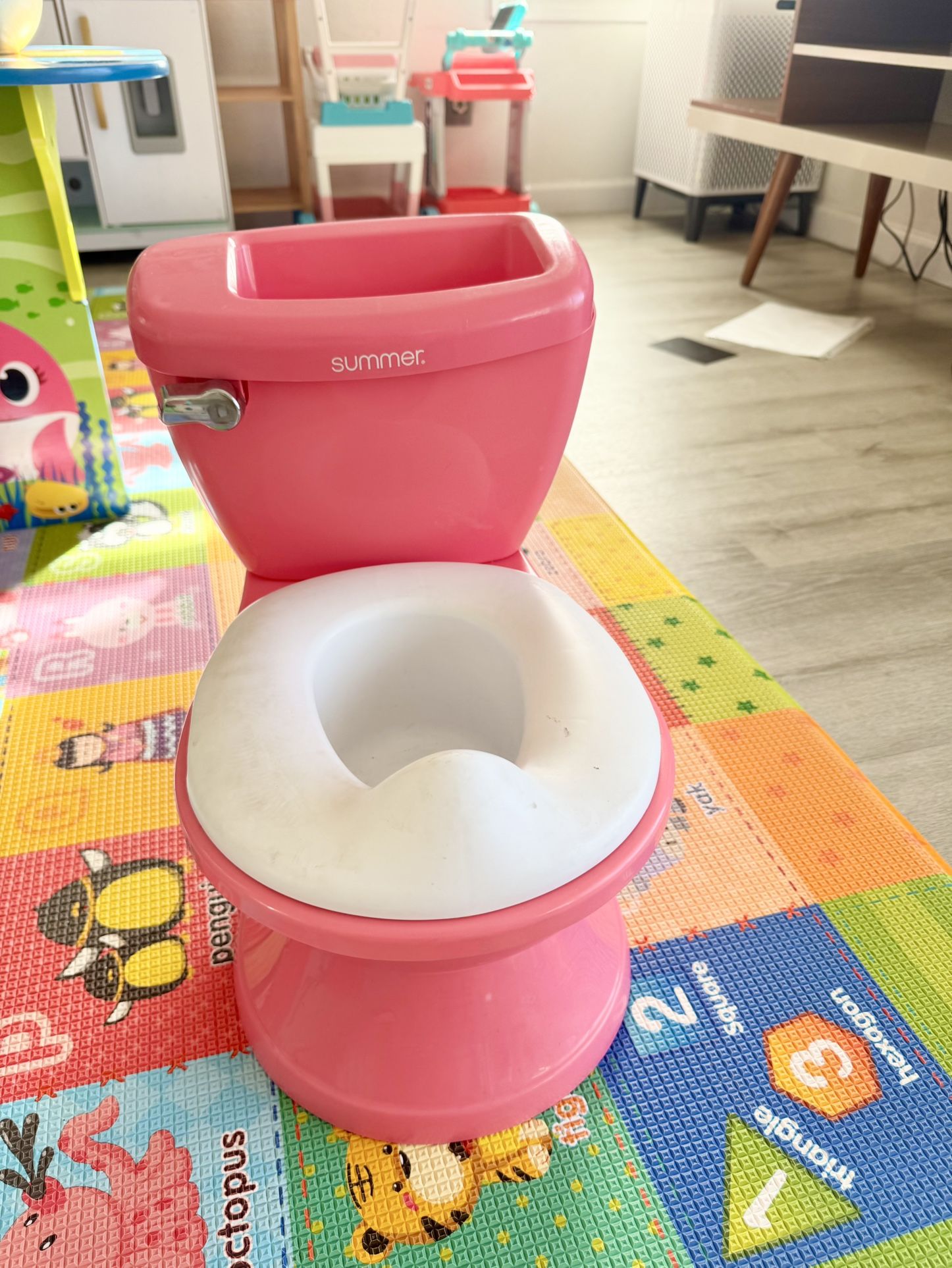 Summer Infant My Size Potty with Transition Ring & Storage, Pink -Realistic Potty Training Toilet-Features Interactive Toilet Handle, Removable Potty 