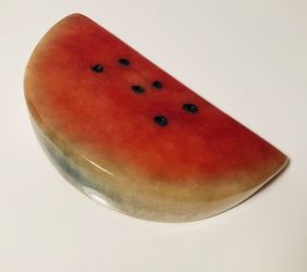Real Stone Natural Watermelon Vegan Fruit Art Gift Handmade