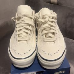 white pearlized vans