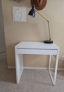 Desk and lamp