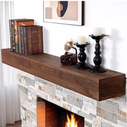 54” Solid Pine Floating Fireplace Mantel – Dark Walnut