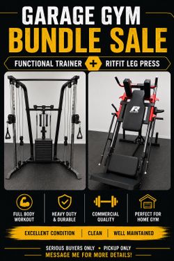 Gym Equipment Sale – moving / need gone/Functional Trainer + RITFIT Leg Press – Excellent Condition