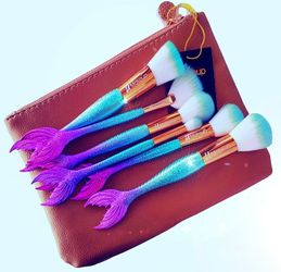 6pcs mermaid makeup brusj set with cosmetic brush