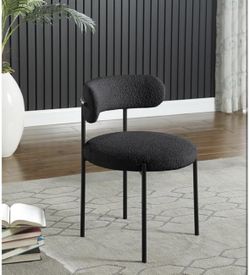 Boucle Dining Chair Set of 4, Black, Table not included