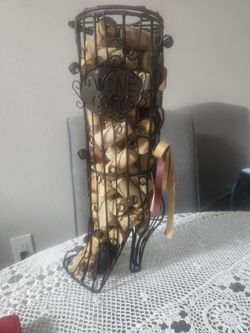 Wine Cork Holder High Heel Boot Wire Cage