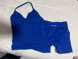 DFYNE Blue Halter Top and Shorts Set