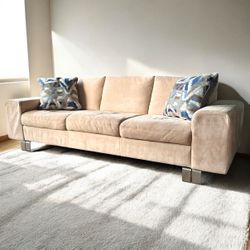 Natuzzi Italia Beige Microfiber 90in Modern Sofa