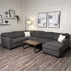 Living Spaces Dark Gray Sectional Couch DELIVERY WITHIN A WEEK