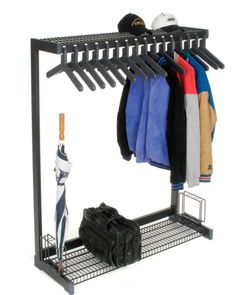 48” Magnuson Coat Valet with Umbrella Stand and Shelves (16 Hangers)