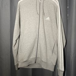 *BEST OFFER* Adidas Grey Zip Up Hoodie (Size Small Mens)