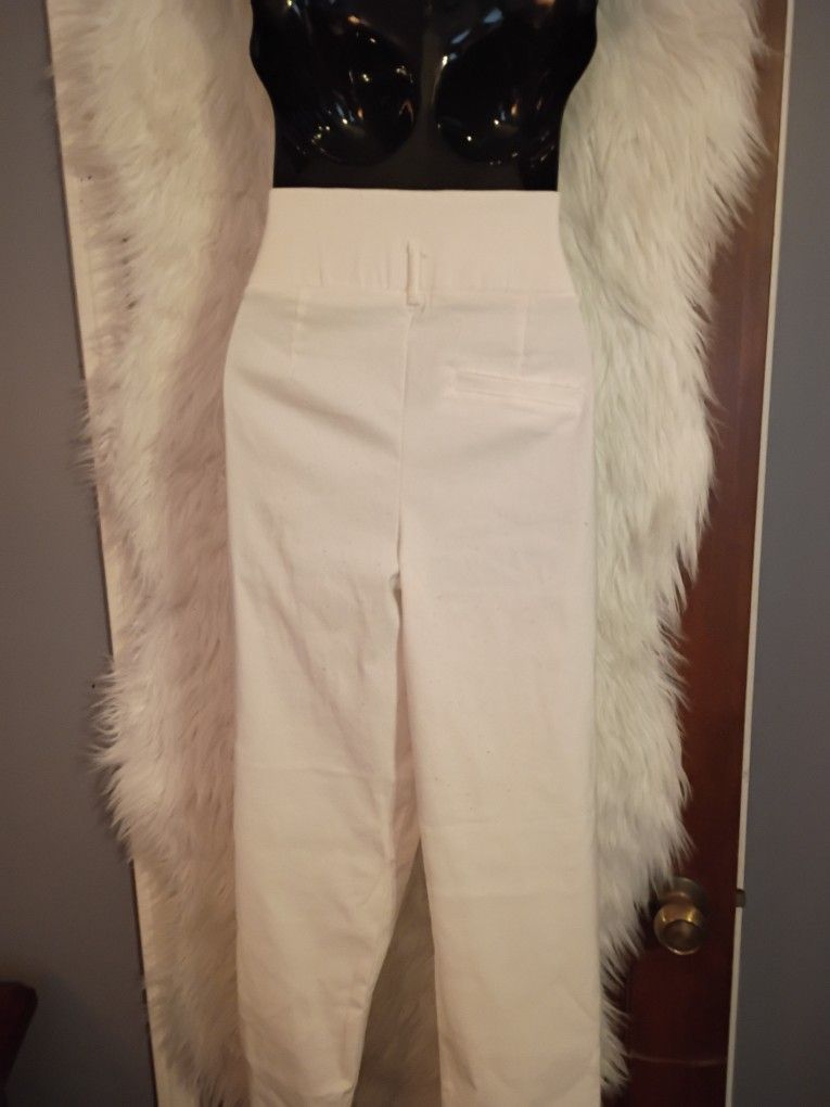 Two Pairs Of Dress Pants One White Cotton Other Is Black PU