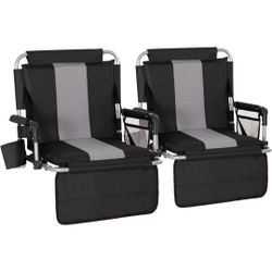 aooximi Folding Stadium Seat Bleacher Chair with Cup Holder, Mesh Bag and Hide H