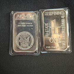 1 OZ Silver Bar & Coin