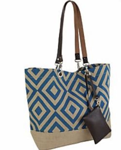 Tote & Wristlet, Natural/Blue