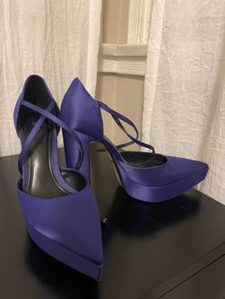 ZARA Purple Satin Platform Heels with Ankle Strap