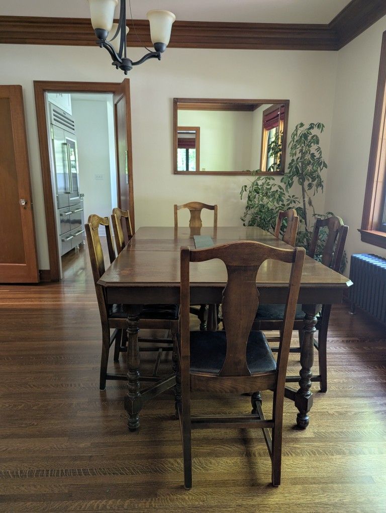 Antique Dining Table + 6 Chairs