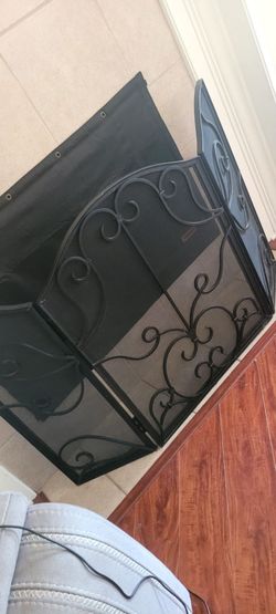 Black Iron Fireplace Screen