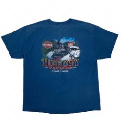 Harley Davidson Motorcycles 2007 Hill City South Dakota Blue T-Shirt Sz 2XL