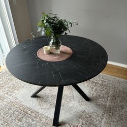 Black Marble Like Dining Table 