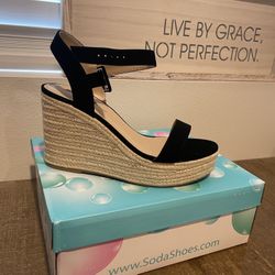 Black Wedge Sandal 