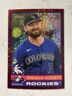 2025 Topps Heritage Chrome Baseball Burgundy Sparkle - Brendan Rodgers - Rockies