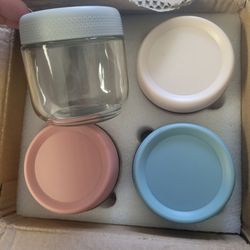 New 4 piece set overnight oats, yogurt parfait baby food storage glass