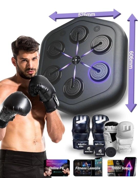 Music Boxing Machine M4, Smart Music Punching Machine with Custom Running Lights