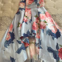 Blue Floral Prom Dress