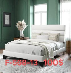 (F-568-13)Full Size Platform Bed Frame with Velvet Upholstered Headboard