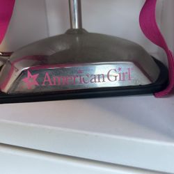 American girl doll cabinet with designer chair