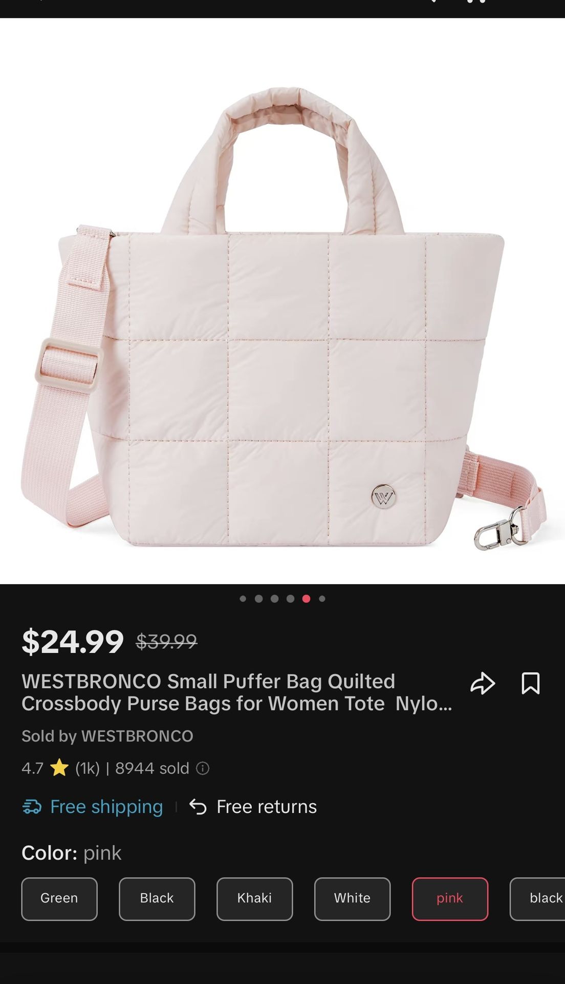 Small TikTok Shop Puff Bag