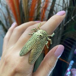 Vintage style Cicada bug ring,Big cicada bronze open ring,Scarab bug Beetle Earrings,Bug dangle earrings,Scarab bug Beetle ring for her  DETAILS   * M