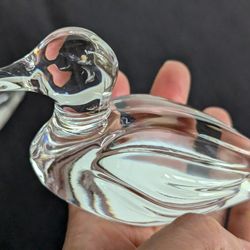 Pair of Vintage Princess House 24% Lead Crystal Duck Figurines
