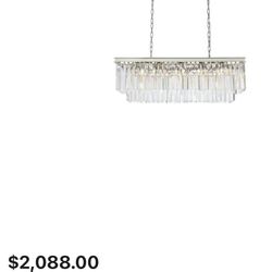 Elegant Lighting 1202D40PN/RC Sydney 12 Light 40" Wide Crystal Linear Chandelier Polished Nickel 