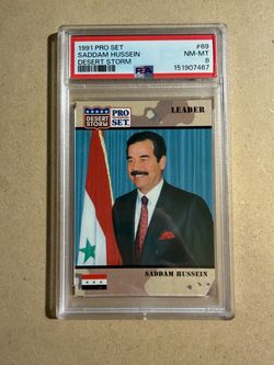 1991 Pro Set Desert Storm Saddam Hussein #69 PSA 8