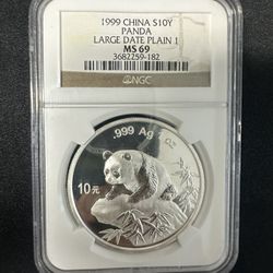 1999 CHINA S10Y PANDA LARGE DATE PLAIN 1 MS 69