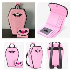 MONSTER HIGH Draculaura Coffin Mini Backpack & Wallet SET (NWT)