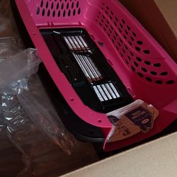 Petmate Two Door Pet Kennel for Pets up to 15 Pounds, Pink/Black, 19" Long
