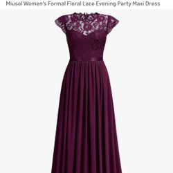 Burgundy Lace Empire Waist Dress
