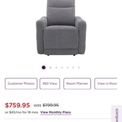 Power Recliner Chair - Raymour & Flanigan Yardley Chenille