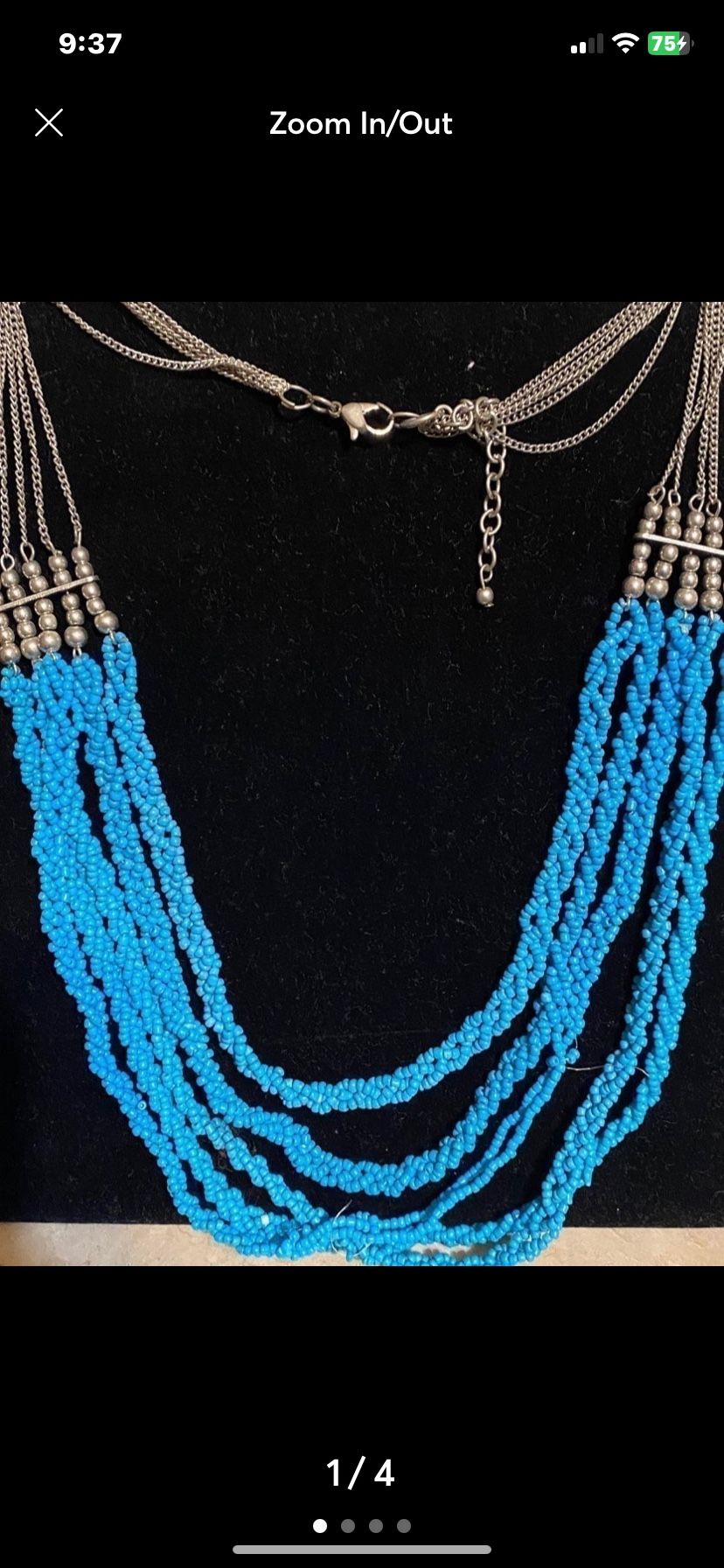 Silver And Turquoise Beaded Necklace