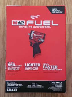 Milwaukee 2562-20 M12 FUEL 12V Stubby 3/8 in. Impact Wrench NEW
