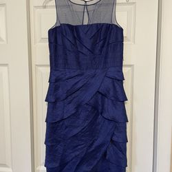 Adrianna Papell Blue Tiered Ruffle Dress - Size 8