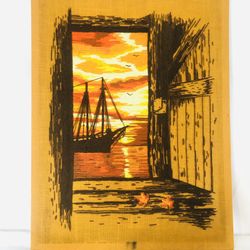 Nautical Boat In Sunset Crewel 