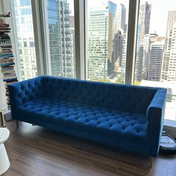 LIKE NEW - Blue Tufted Sofa 